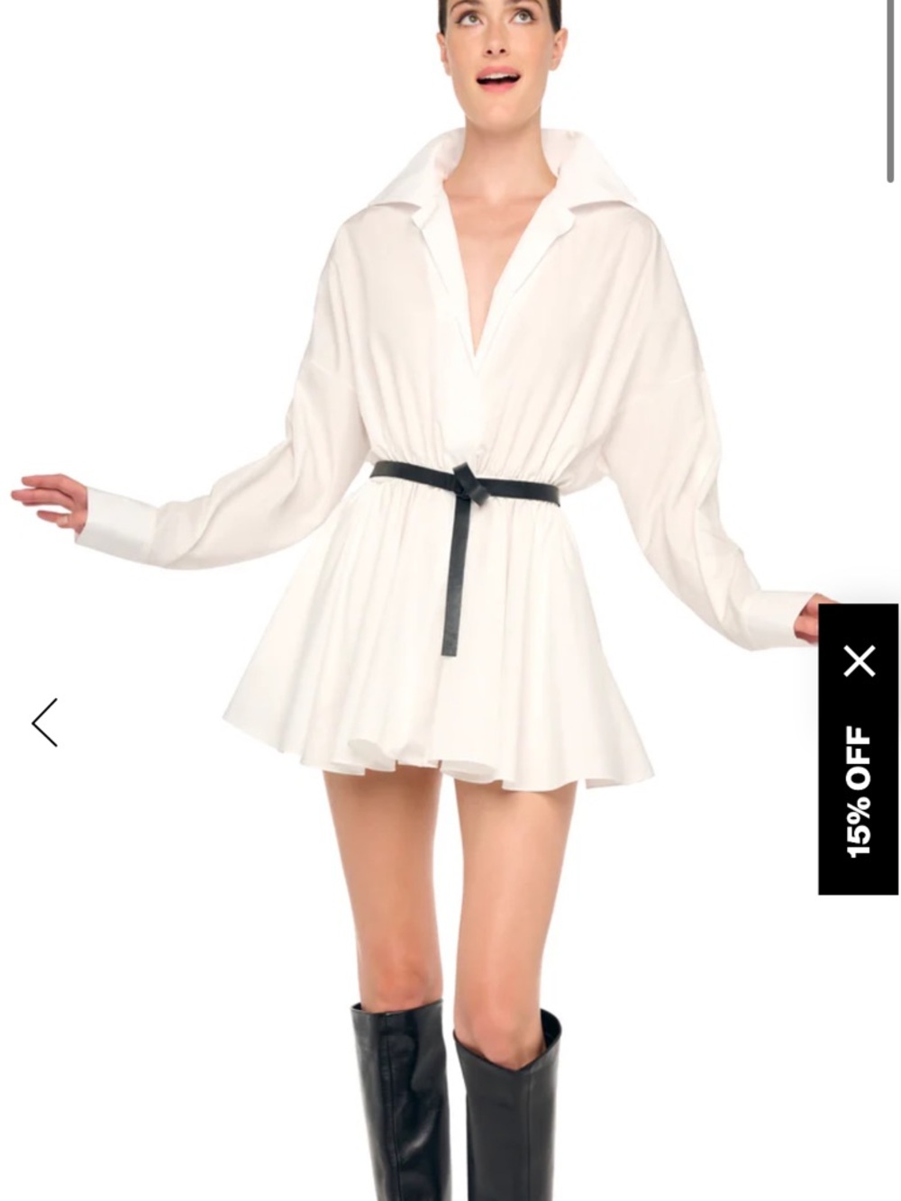 Norma Kamali White Belted Mini Dress - Picture 2 of 8